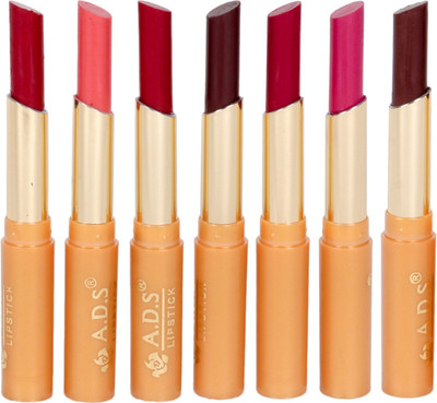 

ADS Waterproof matte & satin lipstick set of 7 multi color(Multicolor, 2.5 ml)