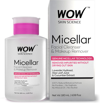 

WOW Skin Science Micellar Water Facial Cleanser & Makeup Remover - No Parabens, Sulphates, Mineral Oils and Alcohol Makeup Remover(180 ml)