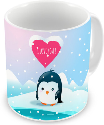 Factorywala Winter Penguin Saying I Love You Text Printed Drinking for Coffee, Tea, Milk Ceramic Mug(330 ml) available at flipkart for Rs.329