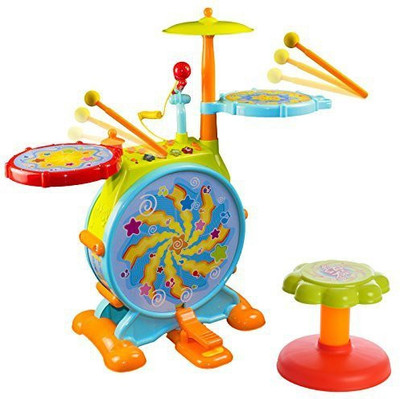 

Generic Huile Electric Toy Jazz Drum Set For Kids Musical Instrument Playset With Microphone And Chair(Multicolor)