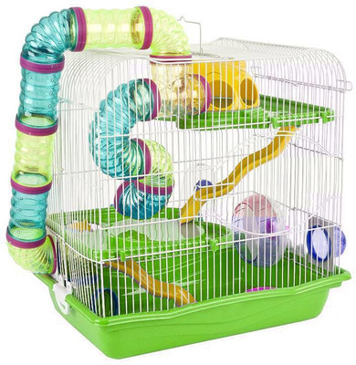 

Sage Square Cage/Playhouse for Hamster/Dwarf/Gerbil/Mice-with Spare 2 Floors, Tunnel, Exercise Wheel, Bottle, Hide House & Food Tray Hamster, Chipmunk, Hedgehog, Mouse, Squirrel House