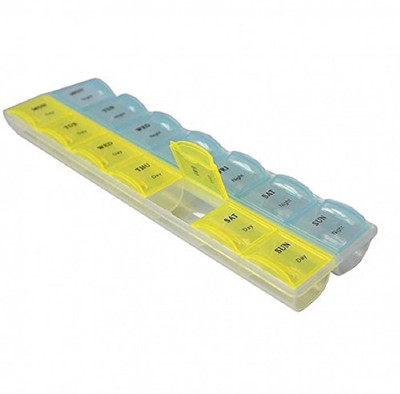 Iktu 14 Slots 7 Day Tablet Pill Storage Box Weekly Medicine Organizer Container Case (Pack of 2) 14 Compartment Pill Organizer Pill Box(Multicolor)