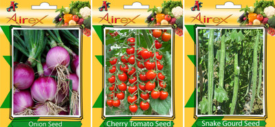 

Airex Onion, Cherry Tomato, Snake Gourd Vegetables Seed (Pack Of 15 Seed Onion + 15 Cherry Tomato + 15 Snake Gourd Seed) Seed(15 per packet)