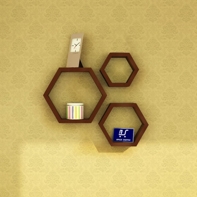 Amaze Shoppee Hexagon MDF (Medium Density Fiber) Wall Shelf(Number of Shelves - 3, Brown) Amaze Shoppee Hexagon MDF (Medium Density Fiber) Wall Shelf(Number of Shelves - 3, Brown)