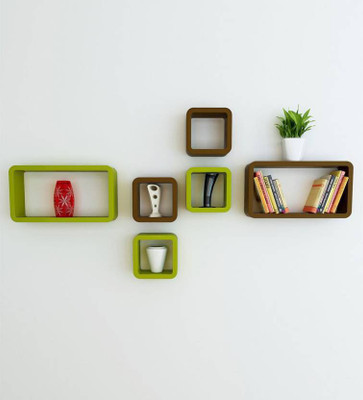 OnlinePurchas wooden book wall shelf Wooden Wall Shelf(Number of Shelves - 6, Brown, Green) OnlinePurchas wooden book wall shelf Wooden Wall Shelf(Number of Shelves - 6, Brown, Green)