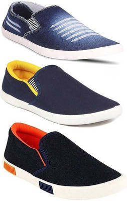 

Clymb Combo Pack Of 3 Casual Slip On Sneakers For Men(Black, Blue, Multicolor
