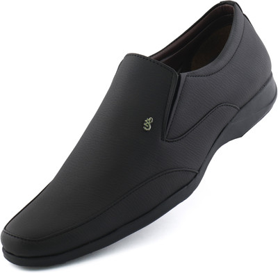 Amanio Leather Formals Slip On For Men(Black