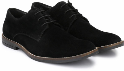 Hirel's Hirel's Black Suede Derby Casual Shoes Casuals For Men(Black