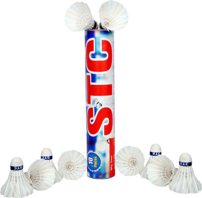 

STC White Shuttle Cock Feather Shuttle - White(Fast, 79, Pack of 10)