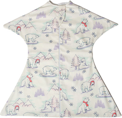 

TuddyBuddy SwaddleSleepPack: Swaddle for 0-6 months babies. Therapy for 'Moro' or Startle Reflex. Icy White Polar Bear Print, 100% Cotton Sleeping Bag(White