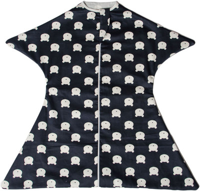 

TuddyBuddy SwaddleSleepPack: Swaddle for 0-6 months babies. Therapy for 'Moro' or Startle Reflex. Dark Grey Bear Print, 100% Cotton Sleeping Bag(Grey