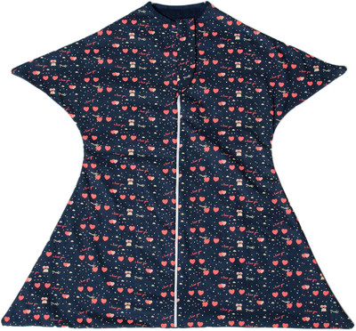 

TuddyBuddy SwaddleSleepPack: Swaddle for 0-6 months babies. Therapy for 'Moro' or Startle Reflex. Nvy Blue Little Hearts Print, 100% Cotton Sleeping Bag(Blue