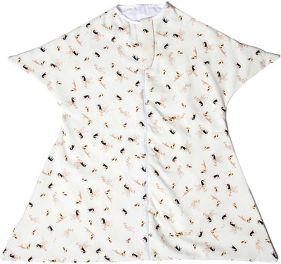 

TuddyBuddy SwaddleSleepPack: Swaddle for 0-6 months babies. Therapy for 'Moro' or Startle Reflex. Monkey in the Barn Print 100% Cotton Sleeping Bag(White