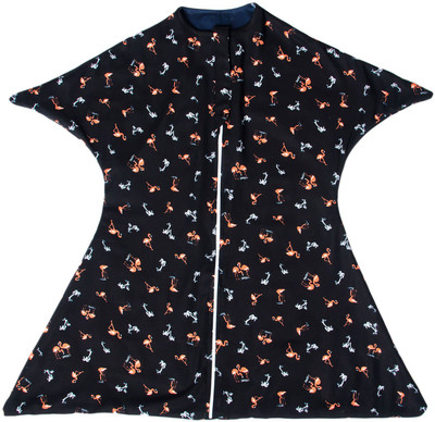 

TuddyBuddy SwaddleSleepPack: Swaddle for 0-6 months babies. Therapy for 'Moro' or Startle Reflex. Black Swan & Coco tree Print, 100% Cotton Sleeping Bag(Black