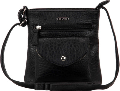 Lavie Women Casual Black Genuine Leather Sling Bag