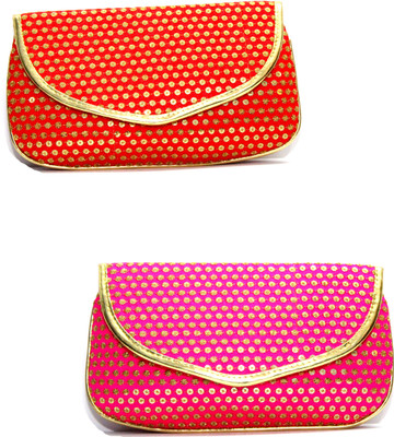 

TUNEROX Girls Casual Pink, Red Silk Clutch