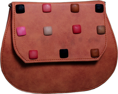 

Easy Dealss Girls Casual Beige PU Sling Bag