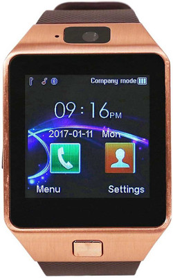 

Wonder World ® Quad Band Bluetooth with sim card slot, sd card slot, camera Gold Smartwatch(Black Strap Free Size)