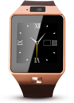 

Wonder World ™ DZ09 With Camera Bluetooth GSM Support FT Card Multi language Gold Smartwatch(Black Strap Free Size)