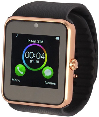 

Wonder World ® GT-08 With Spy Camera NFC Gold Smartwatch(Black Strap Free Size)
