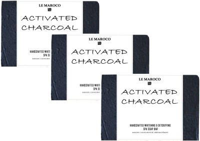 Le Maroco ACTIVATED CHARCOAL HANDCRAFTED WHITENING & DETOXIFYING SPA SOAP BAR ( 100GM x 3 )(300 g)