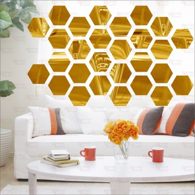 BEST DECOR 90 cm To Hexagon Gold(Pack Of 28)Code1 Self Adhesive Sticker(Pack of 28)