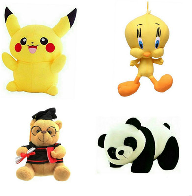 

soniya Enterprises Pikachu-42cm and panda-42cm and tweety-45cm and musical scholer teddy bear - 20 cm(Multicolor, Brown, Yellow, Black), Black;brown;multicolor;yellow