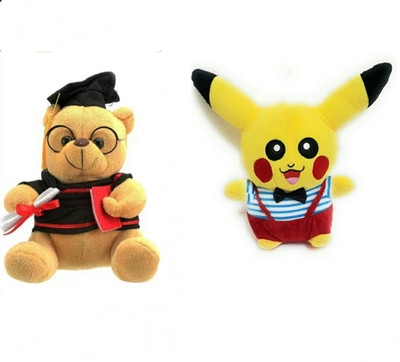 

soniya Enterprises Pikachu-35cm and musical scholar teddy bear - 30 cm(Multicolor)