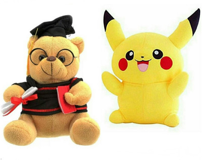 

soniya Enterprises Pikachu-28cm and musical scholer teddy bear - 18 cm(Multicolor)