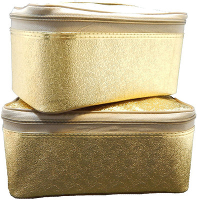 

RK Brands Designer Golden Portable (Set of 2) Travel Makeup Vanity Box(Golden)