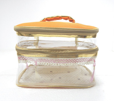 

RK Brands Big Stuffed Fluffy Net 2 Partition Orange Portable Multipurpose Vanity Box(Orange)
