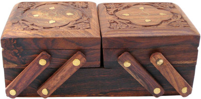 

Craftatoz VB-18 perfect for wedding, gifts, make up Vanity Box(Brown)