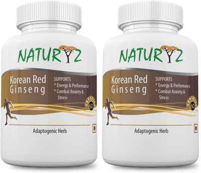 NATURYZ Korean Red Ginseng -800mg - 30 Servings (60 capsules) for more energy and less stress- Pack of 2 (Combo)(120 No) available at flipkart for Rs.1149