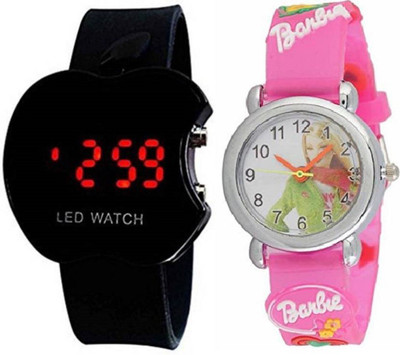 perfectretail NEW GENERATION ANALOG PINK BARBIE AND DIGITAL APPLE SHAPE WATCH FOR ( KIDS AND BOYS )AND ALSO GOOD GIFT FOR BOYS AND GIRLS Watch - For Boys & Girls Analog-Digital Watch - For Boys & Girls