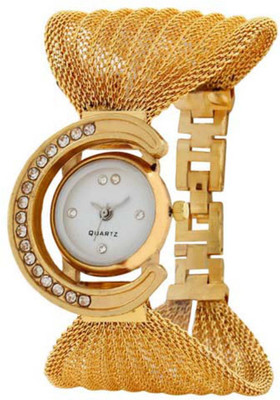 

E-DEAL C Diamond Dial Golden Analogue Women's Watch - EDWW0033 womens chain be Watch - For Women