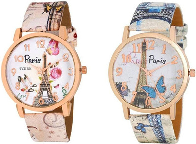 

Rage Enterprise New Funky Edition Printed Dial and Leather strap Stylish Set Of 2 Men & Women Watch - For Girls