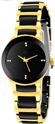

JM SELLER New Stylish Black Gold Women & Girls Watch Watch - For Girls