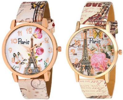 

Rage Enterprise New Stylish Printed Dial Designer Leather Strap Set Of 2 Men & Women Watch - For Boys & Girls