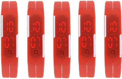

Talgo New Arrival 2018 Red Robin Season Special RRLEDRED5 New Special Collection Dgital LED Red Colour And Red Atrractive And Comfertable Rubber Strap (Combo of 5) RRLEDRD05 Watch - For Boys