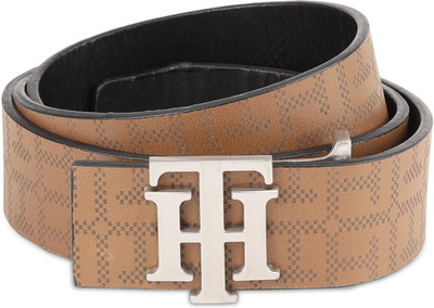 Tommy Hilfiger Men Brown Genuine Leather Belt, Tan/black