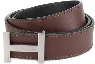 

Tommy Hilfiger Men Brown Genuine Leather Belt, Burgandy/navy