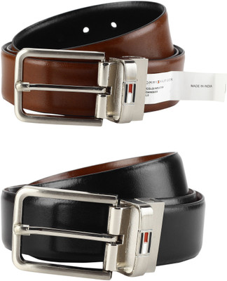 

Tommy Hilfiger Men Black, Brown Genuine Leather Reversible Belt, Black/tan