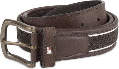 

Tommy Hilfiger Men Casual Brown Genuine Leather Belt, Dk.brown+white+brown