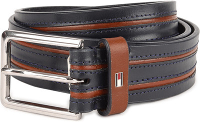 

Tommy Hilfiger Men Casual Blue Genuine Leather Belt, Navy with tan
