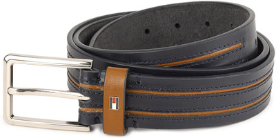 

Tommy Hilfiger Men Casual Blue Genuine Leather Belt, Navy with tan