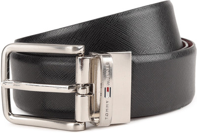 

Tommy Hilfiger Men Formal Black, Maroon Genuine Leather Reversible Belt, Black/red