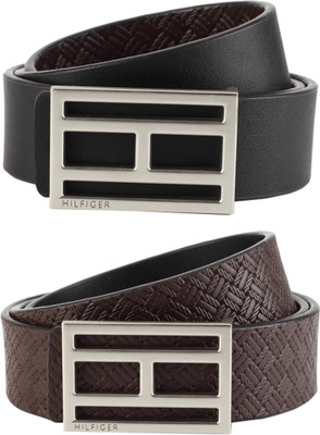 

Tommy Hilfiger Men Casual Brown Genuine Leather Reversible Belt, Brown/black