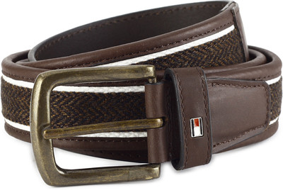 

Tommy Hilfiger Men Casual Brown Genuine Leather Belt, Dk.brown+white+brown