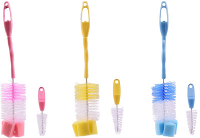 

Aarushi Baby Bottle Brush and Nipple Combo Cleaner Set Of 6 Pieces(Multicolor)