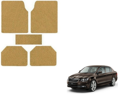MOCKHE Rubber, Plastic Standard Mat For  Skoda Superb(Beige)